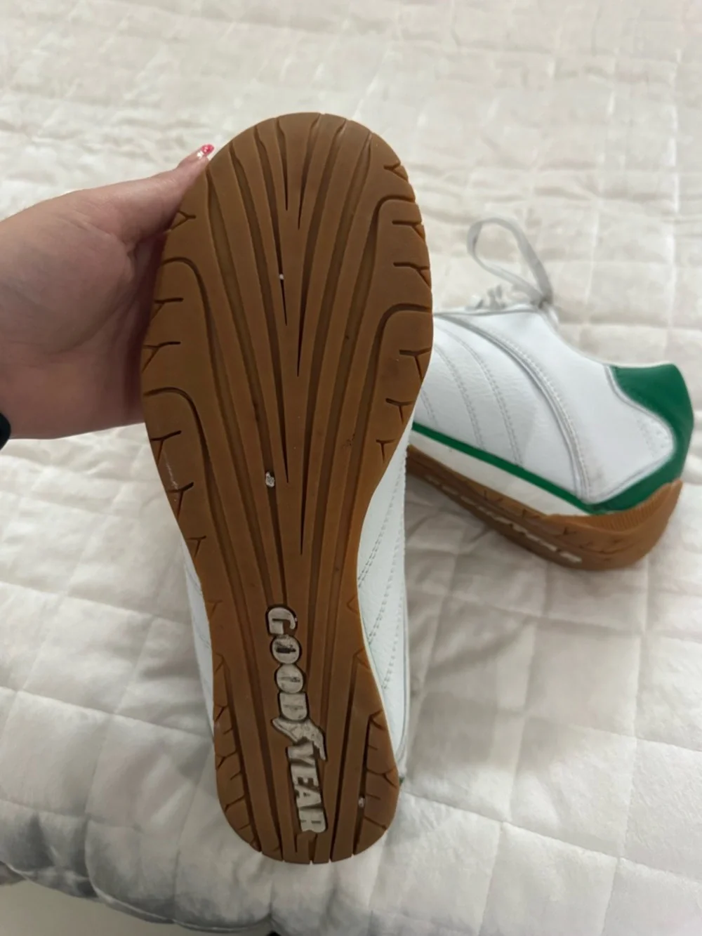 White and Green Men's Athletic Sneakers